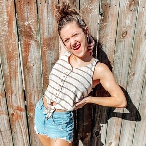 american eagle striped button tank